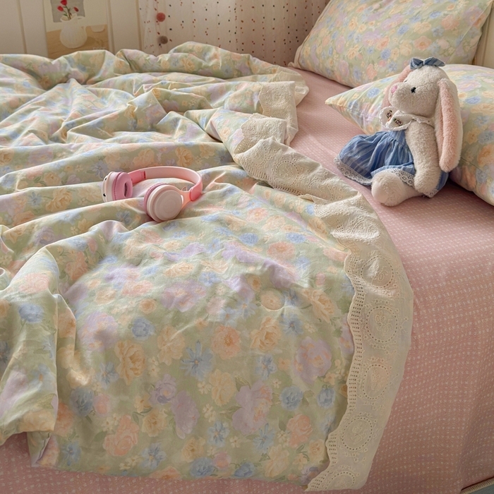 91家纺网 家纺一手货源 找家纺 暖阳 2026新款全棉花边款棉花夏被夏凉被空调被 花边绿意