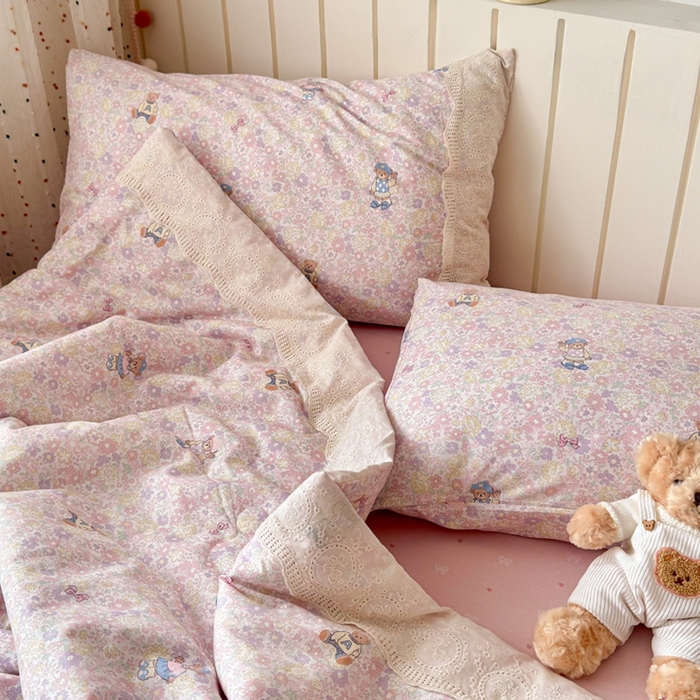 91家纺网 家纺一手货源 找家纺 暖阳 2026新款全棉花边款棉花夏被夏凉被空调被 花边小熊