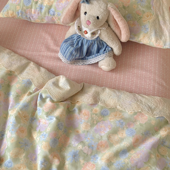 91家纺网 家纺一手货源 找家纺 暖阳 2026新款全棉花边款棉花夏被夏凉被空调被 花边绿意