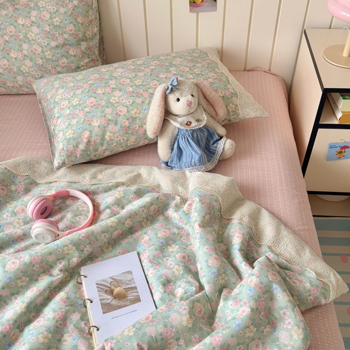 91家纺网 家纺一手货源 找家纺 暖阳 2026新款全棉花边款棉花夏被夏凉被空调被 花边梦境