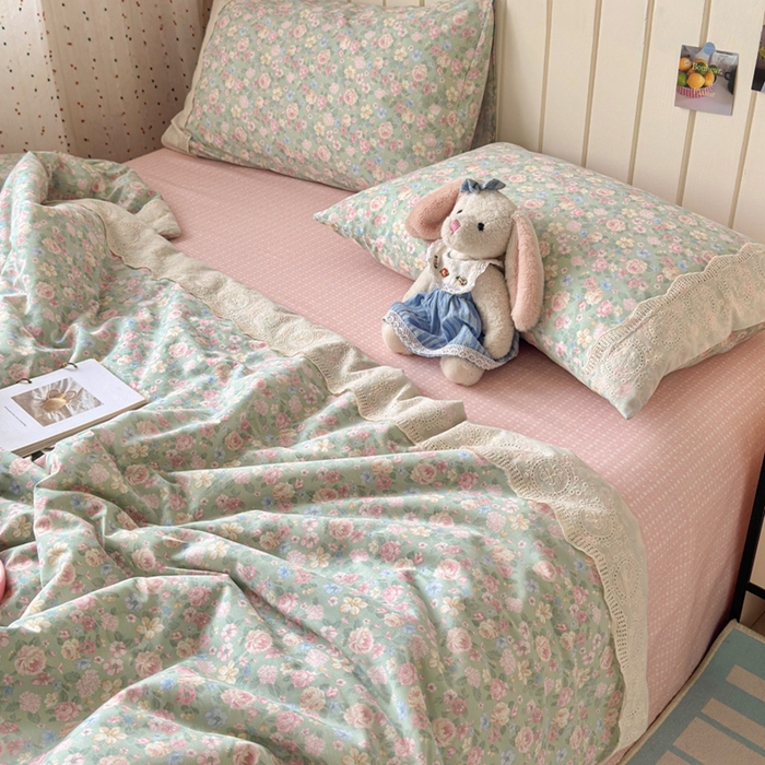 91家纺网 家纺一手货源 找家纺 暖阳 2026新款全棉花边款棉花夏被夏凉被空调被 花边梦境