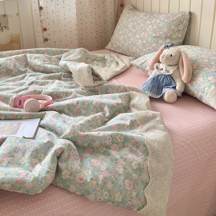 91家纺网 家纺一手货源 找家纺 暖阳 2026新款全棉花边款棉花夏被夏凉被空调被 花边梦境