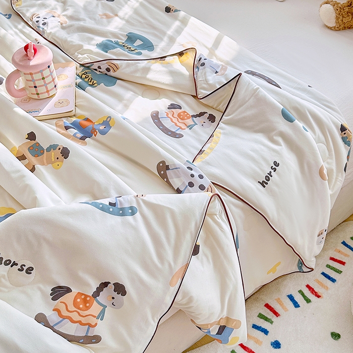 91家纺网 家纺一手货源 找家纺 丫丫家纺 2026新款A类针织棉嘟嘟被夏被春秋被空调被儿童学生被子被芯 马鲨拉帝