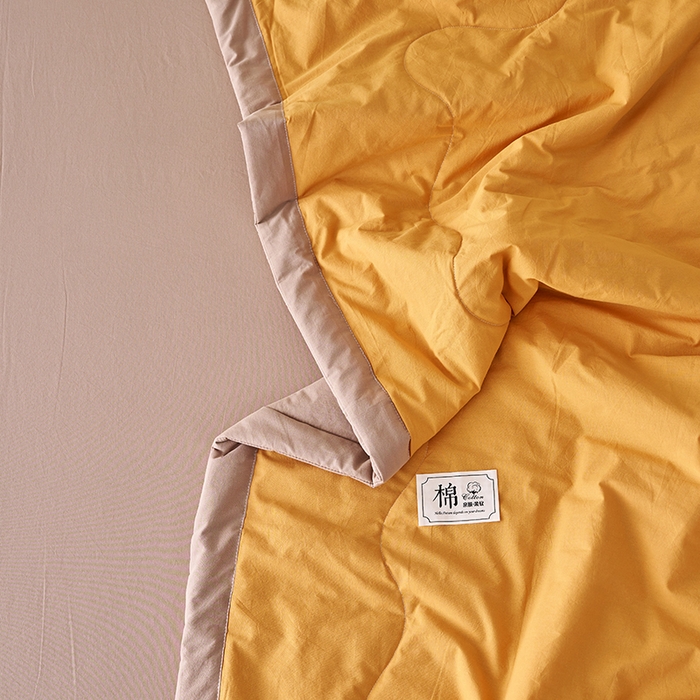 91家纺网 家纺一手货源 找家纺 暖阳 2026新款全棉纯色+拼色棉花夏被夏凉被空调被 南瓜拼卡其