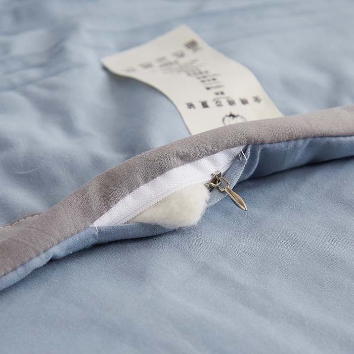 91家纺网 家纺一手货源 找家纺 暖阳 2026新款全棉纯色+拼色棉花夏被夏凉被空调被 蓝灰