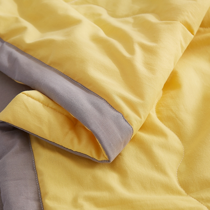 91家纺网 家纺一手货源 找家纺 暖阳 2026新款全棉纯色+拼色棉花夏被夏凉被空调被 柠檬黄