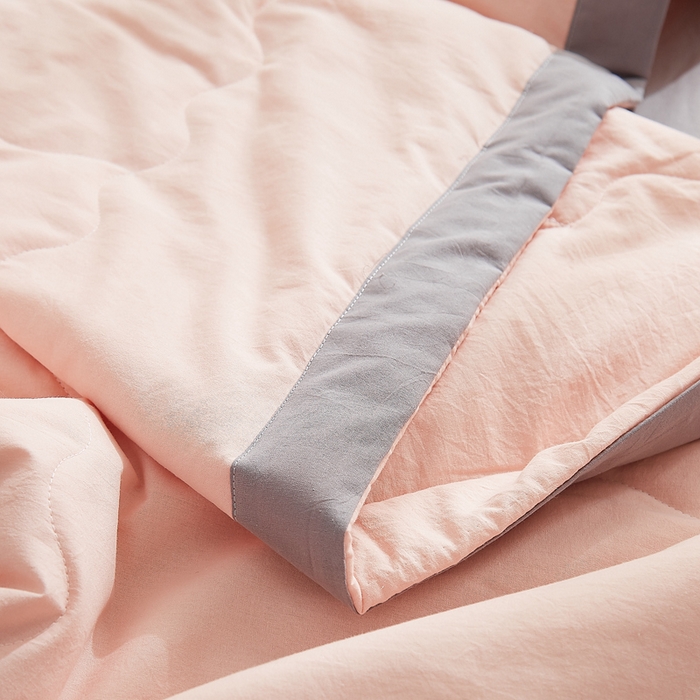 91家纺网 家纺一手货源 找家纺 暖阳 2026新款全棉纯色+拼色棉花夏被夏凉被空调被 粉玉