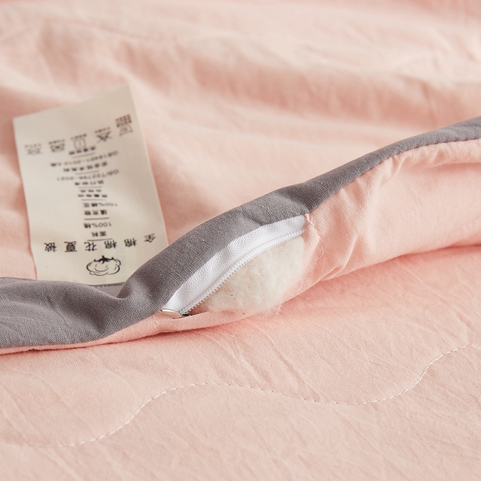 91家纺网 家纺一手货源 找家纺 暖阳 2026新款全棉纯色+拼色棉花夏被夏凉被空调被 粉玉