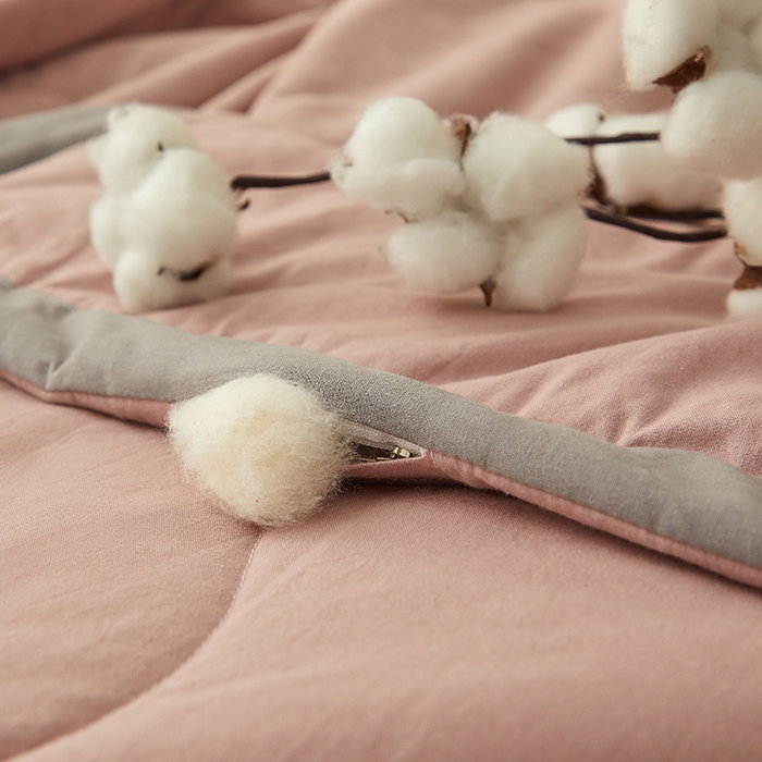 91家纺网 家纺一手货源 找家纺 暖阳 2026新款全棉纯色+拼色棉花夏被夏凉被空调被 藕粉