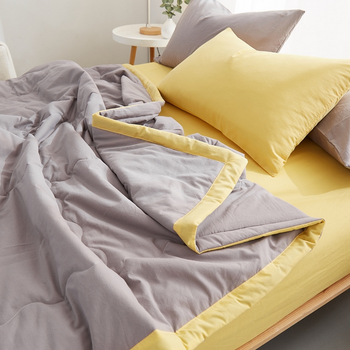 91家纺网 家纺一手货源 找家纺 暖阳 2026新款全棉纯色+拼色棉花夏被夏凉被空调被 中灰