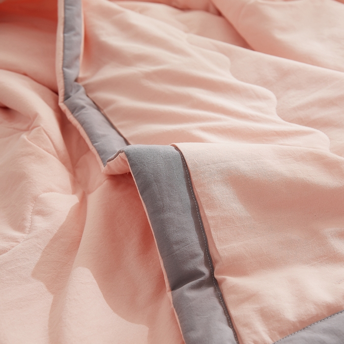 91家纺网 家纺一手货源 找家纺 暖阳 2026新款全棉纯色+拼色棉花夏被夏凉被空调被 粉玉