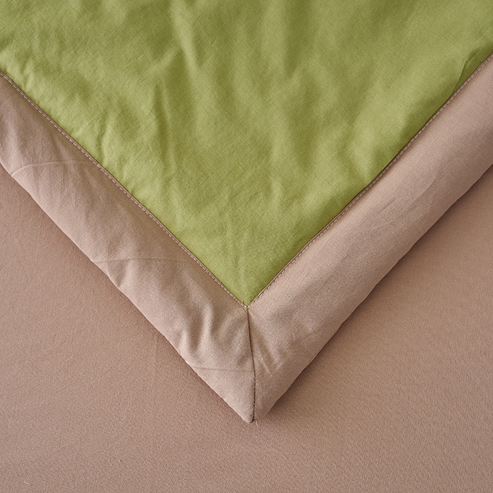 91家纺网 家纺一手货源 找家纺 暖阳 2026新款全棉纯色+拼色棉花夏被夏凉被空调被 草绿拼卡其