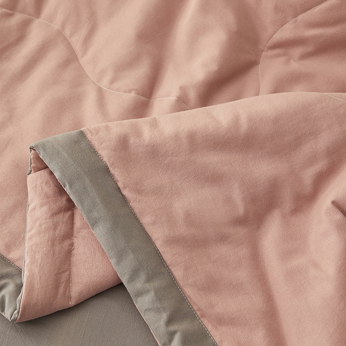 91家纺网 家纺一手货源 找家纺 暖阳 2026新款全棉纯色+拼色棉花夏被夏凉被空调被 藕粉