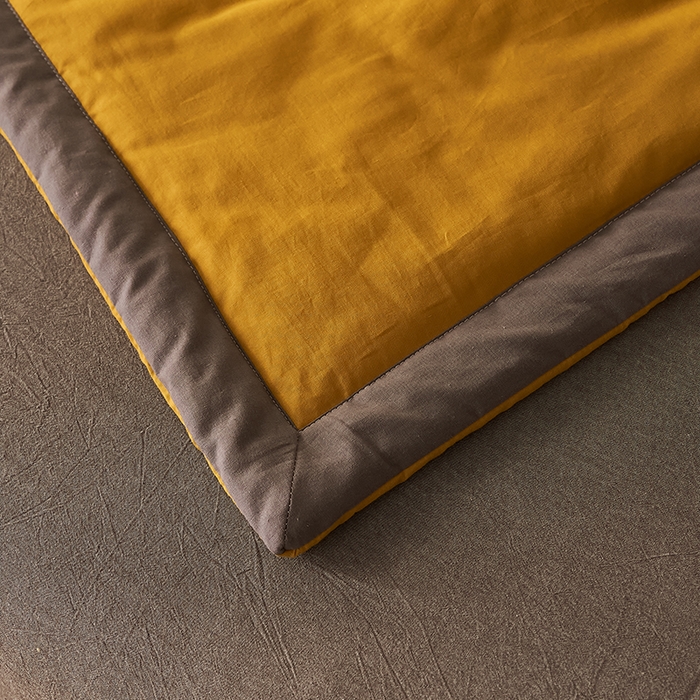 91家纺网 家纺一手货源 找家纺 暖阳 2026新款全棉纯色+拼色棉花夏被夏凉被空调被 姜黄【AB同色】