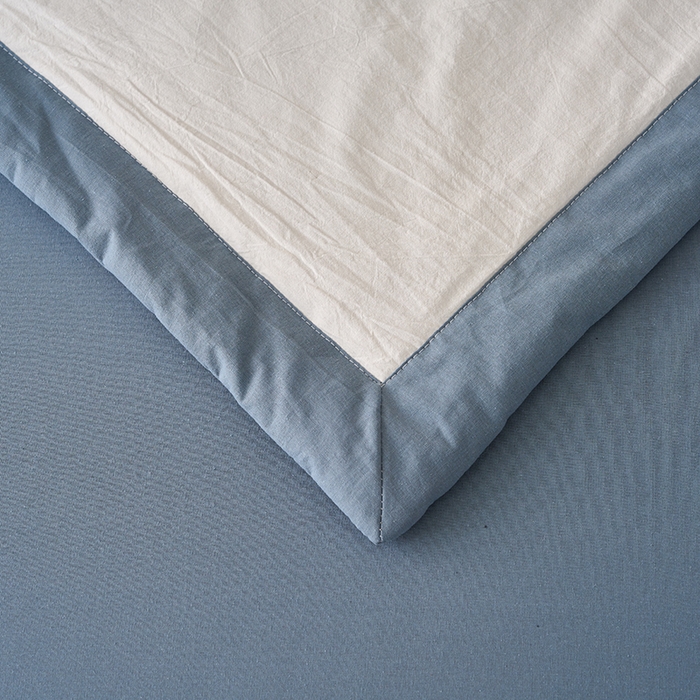 91家纺网 家纺一手货源 找家纺 暖阳 2026新款全棉纯色+拼色棉花夏被夏凉被空调被 白拼蓝