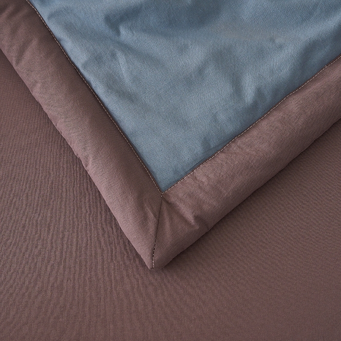 91家纺网 家纺一手货源 找家纺 暖阳 2026新款全棉纯色+拼色棉花夏被夏凉被空调被 蓝拼灰