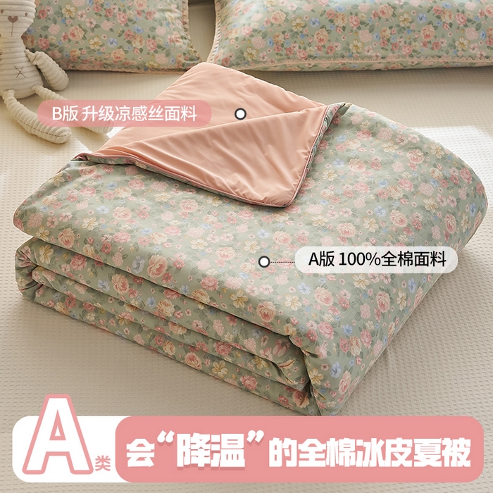 暖阳 2026新款A全棉B凉感丝夏被夏凉被空调被 小冰皮-梦境绿