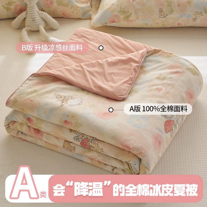 暖阳 2026新款A全棉B凉感丝夏被夏凉被空调被 小冰皮-油画小兔