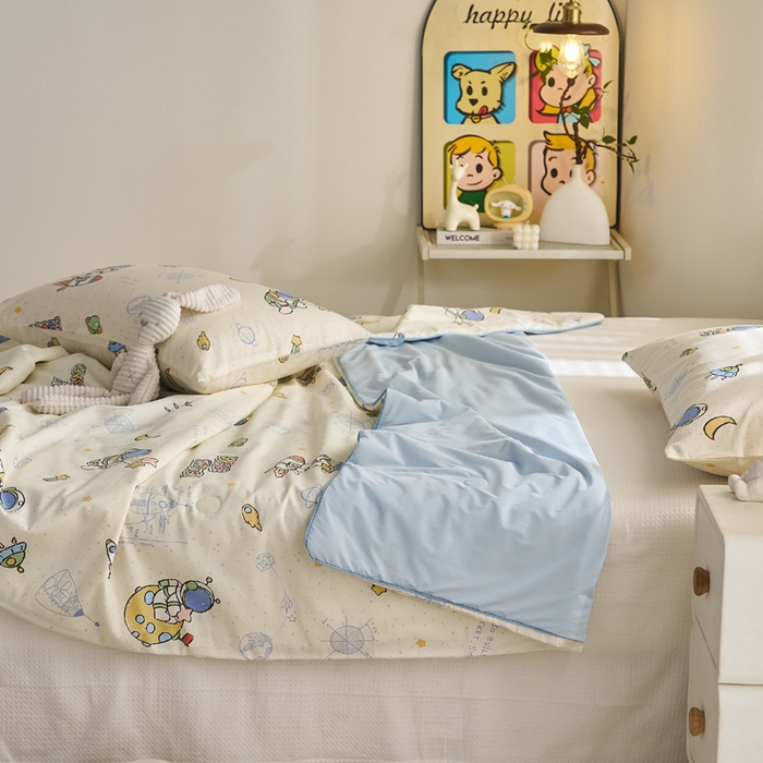 91家纺网 家纺一手货源 找家纺 暖阳 2026新款A全棉B凉感丝夏被夏凉被空调被 小冰皮-太空人