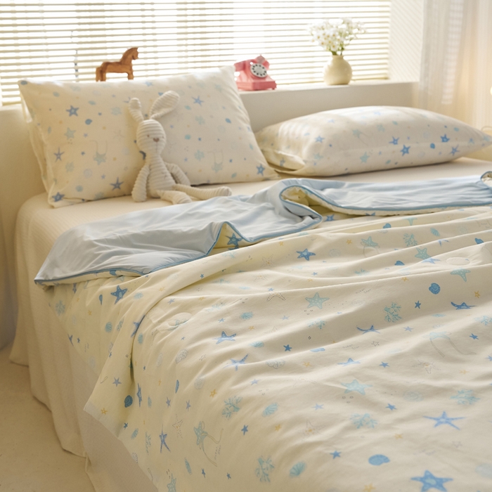 91家纺网 家纺一手货源 找家纺 暖阳 2026新款A全棉B凉感丝夏被夏凉被空调被 小冰皮-海底世界