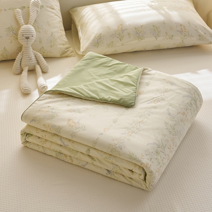 91家纺网 家纺一手货源 找家纺 暖阳 2026新款A全棉B凉感丝夏被夏凉被空调被 小冰皮-仙草