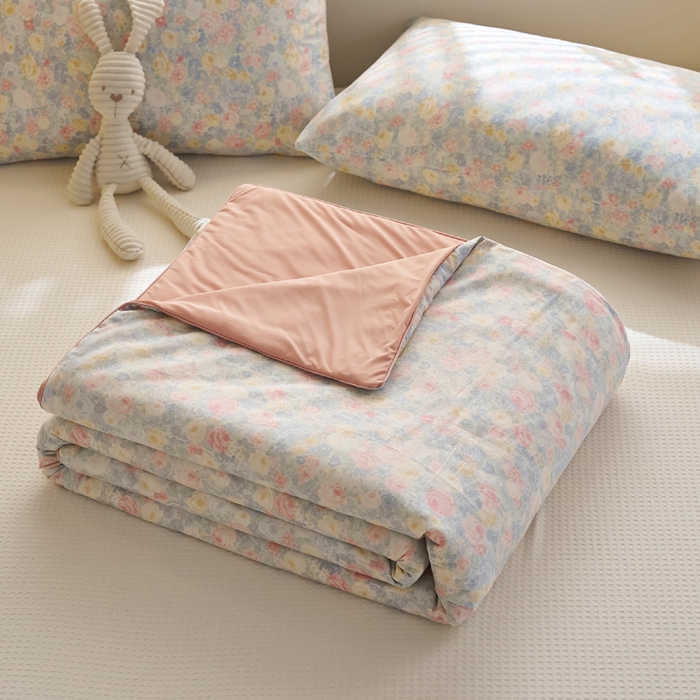 91家纺网 家纺一手货源 找家纺 暖阳 2026新款A全棉B凉感丝夏被夏凉被空调被 小冰皮-花色烂漫