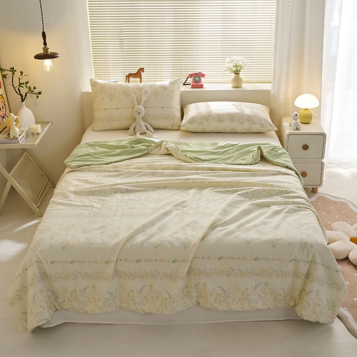 91家纺网 家纺一手货源 找家纺 暖阳 2026新款A全棉B凉感丝夏被夏凉被空调被 小冰皮-仙草