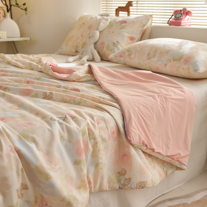 91家纺网 家纺一手货源 找家纺 暖阳 2026新款A全棉B凉感丝夏被夏凉被空调被 小冰皮-春絮