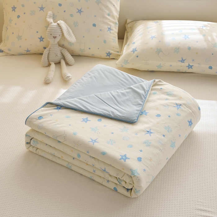 91家纺网 家纺一手货源 找家纺 暖阳 2026新款A全棉B凉感丝夏被夏凉被空调被 小冰皮-海底世界