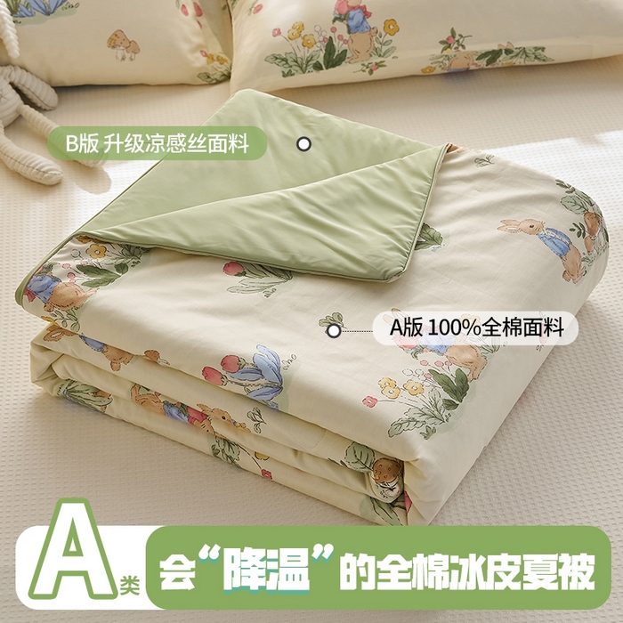 暖阳 2026新款A全棉B凉感丝夏被夏凉被空调被 小冰皮-花丛兔兔