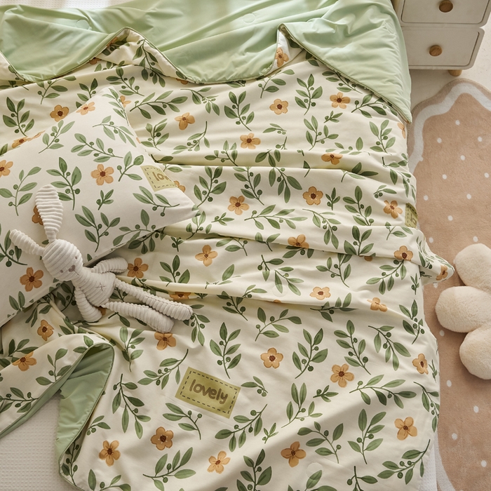 91家纺网 家纺一手货源 找家纺 暖阳 2026新款A全棉B凉感丝夏被夏凉被空调被 小冰皮-薄荷