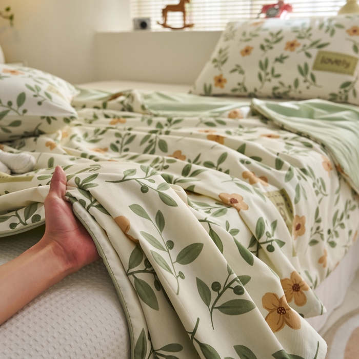 91家纺网 家纺一手货源 找家纺 暖阳 2026新款A全棉B凉感丝夏被夏凉被空调被 小冰皮-薄荷