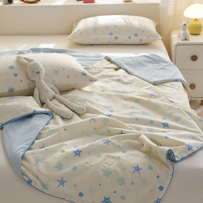 91家纺网 家纺一手货源 找家纺 暖阳 2026新款A全棉B凉感丝夏被夏凉被空调被 小冰皮-海底世界