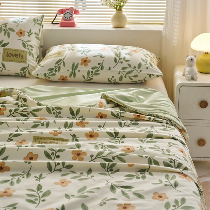 91家纺网 家纺一手货源 找家纺 暖阳 2026新款A全棉B凉感丝夏被夏凉被空调被 小冰皮-薄荷