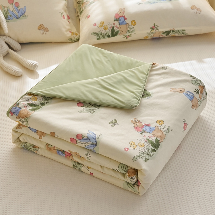 91家纺网 家纺一手货源 找家纺 暖阳 2026新款A全棉B凉感丝夏被夏凉被空调被 小冰皮-花丛兔兔