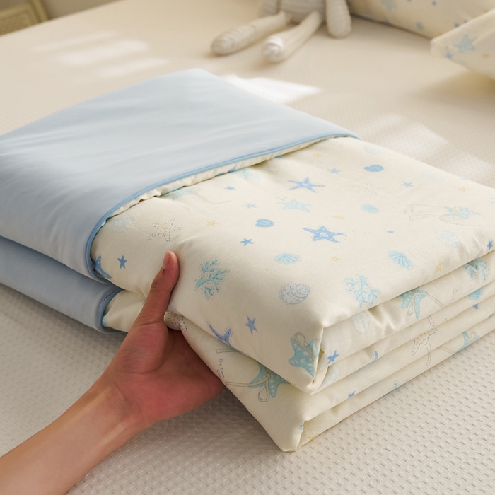 91家纺网 家纺一手货源 找家纺 暖阳 2026新款A全棉B凉感丝夏被夏凉被空调被 小冰皮-海底世界