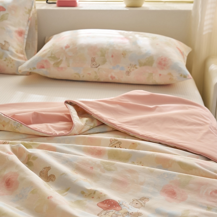 91家纺网 家纺一手货源 找家纺 暖阳 2026新款A全棉B凉感丝夏被夏凉被空调被 小冰皮-春絮