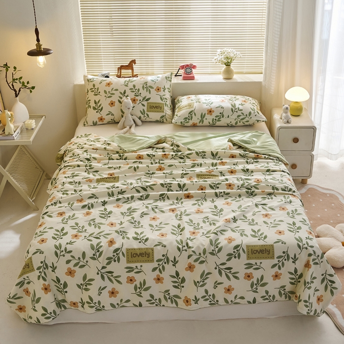 91家纺网 家纺一手货源 找家纺 暖阳 2026新款A全棉B凉感丝夏被夏凉被空调被 小冰皮-薄荷