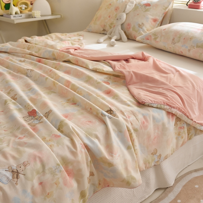 91家纺网 家纺一手货源 找家纺 暖阳 2026新款A全棉B凉感丝夏被夏凉被空调被 小冰皮-春絮