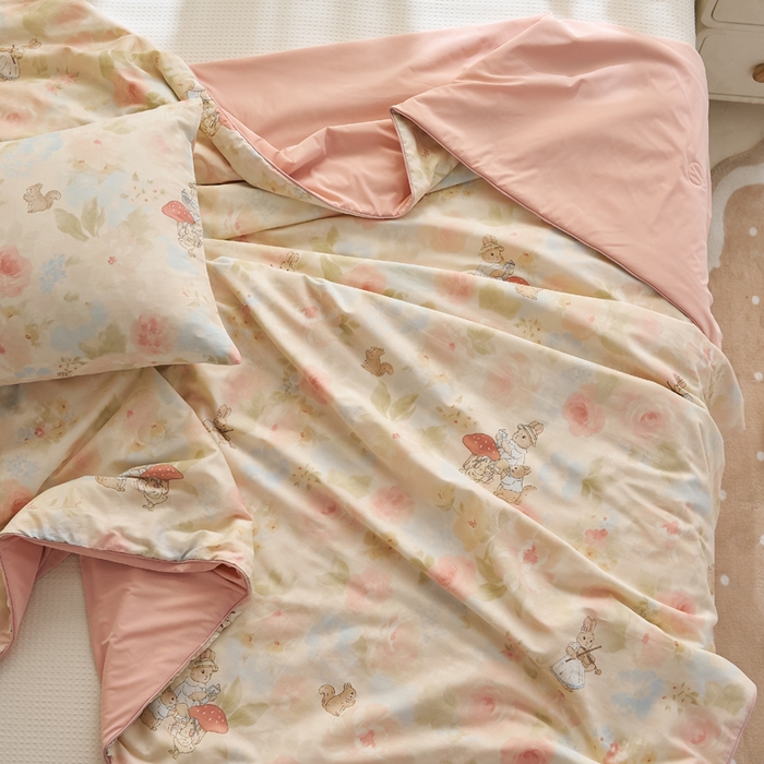 91家纺网 家纺一手货源 找家纺 暖阳 2026新款A全棉B凉感丝夏被夏凉被空调被 小冰皮-春絮