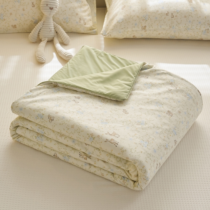 91家纺网 家纺一手货源 找家纺 暖阳 2026新款A全棉B凉感丝夏被夏凉被空调被 小冰皮-花丛小鹿