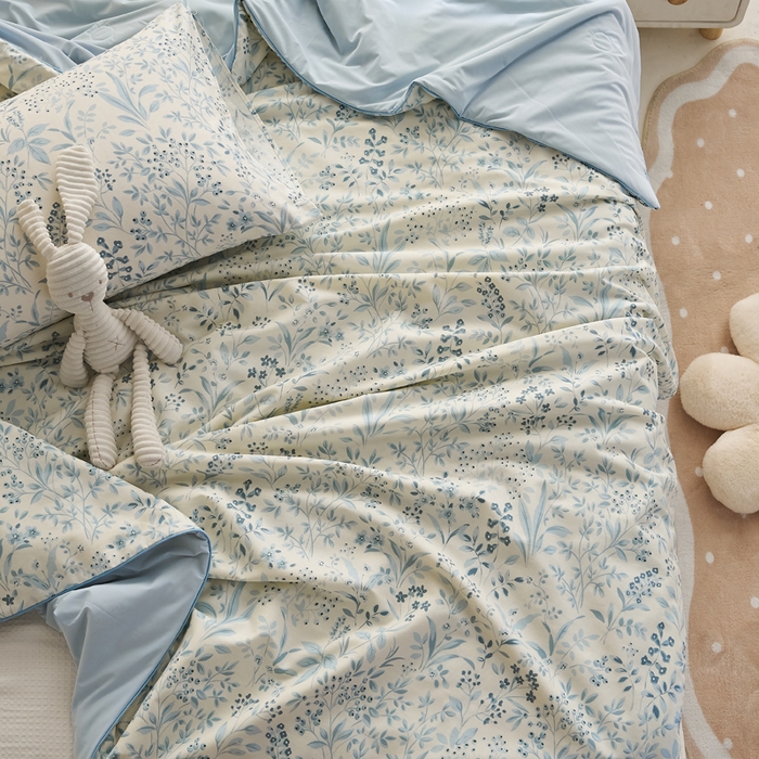 91家纺网 家纺一手货源 找家纺 暖阳 2026新款A全棉B凉感丝夏被夏凉被空调被 小冰皮-兰花