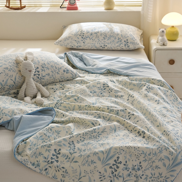 91家纺网 家纺一手货源 找家纺 暖阳 2026新款A全棉B凉感丝夏被夏凉被空调被 小冰皮-兰花