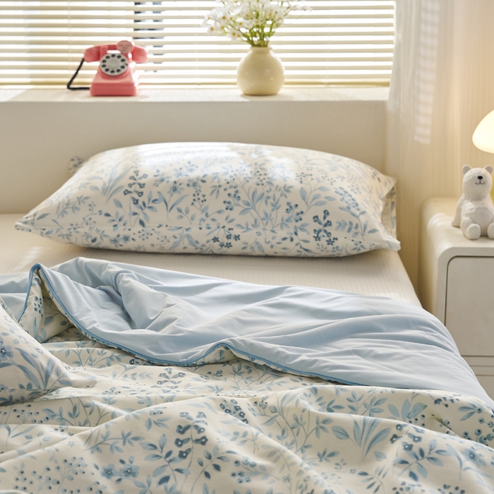 91家纺网 家纺一手货源 找家纺 暖阳 2026新款A全棉B凉感丝夏被夏凉被空调被 小冰皮-兰花