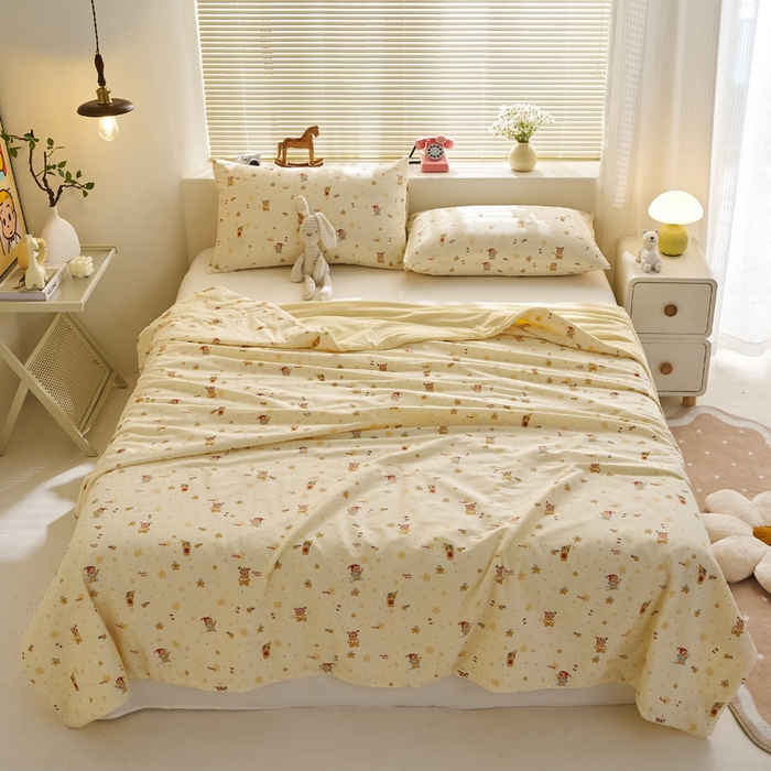 91家纺网 家纺一手货源 找家纺 暖阳 2026新款A全棉B凉感丝夏被夏凉被空调被 小冰皮-可爱小星人