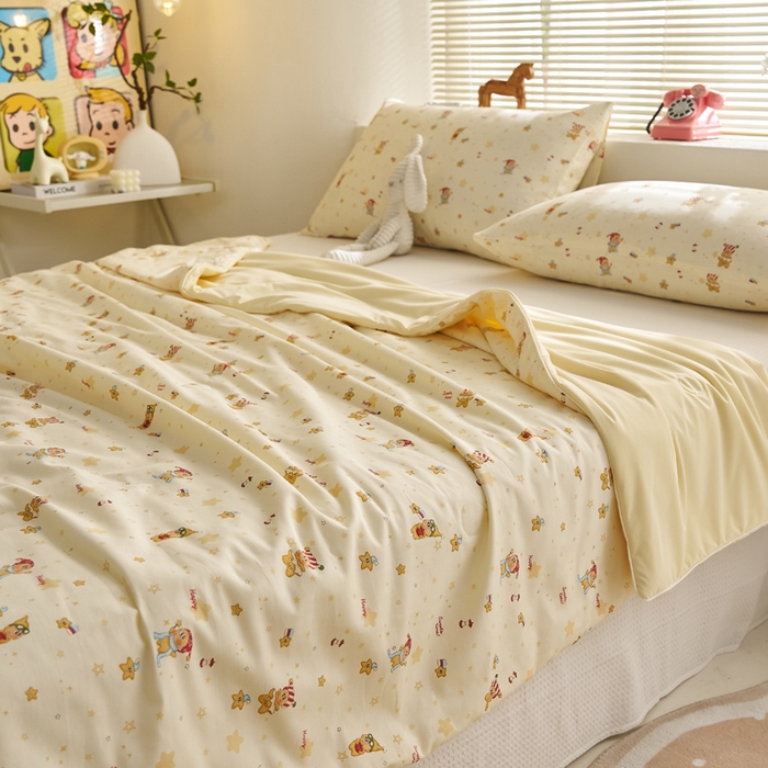 91家纺网 家纺一手货源 找家纺 暖阳 2026新款A全棉B凉感丝夏被夏凉被空调被 小冰皮-可爱小星人