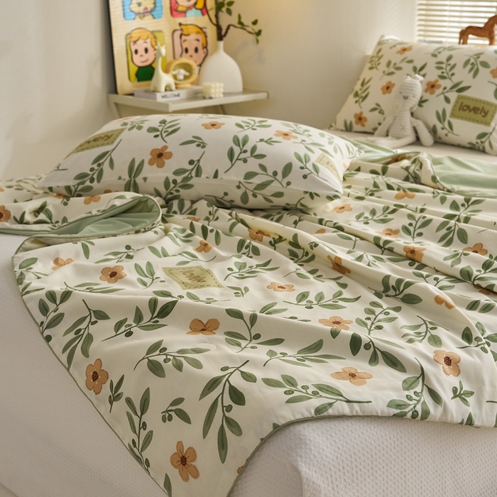 91家纺网 家纺一手货源 找家纺 暖阳 2026新款A全棉B凉感丝夏被夏凉被空调被 小冰皮-薄荷