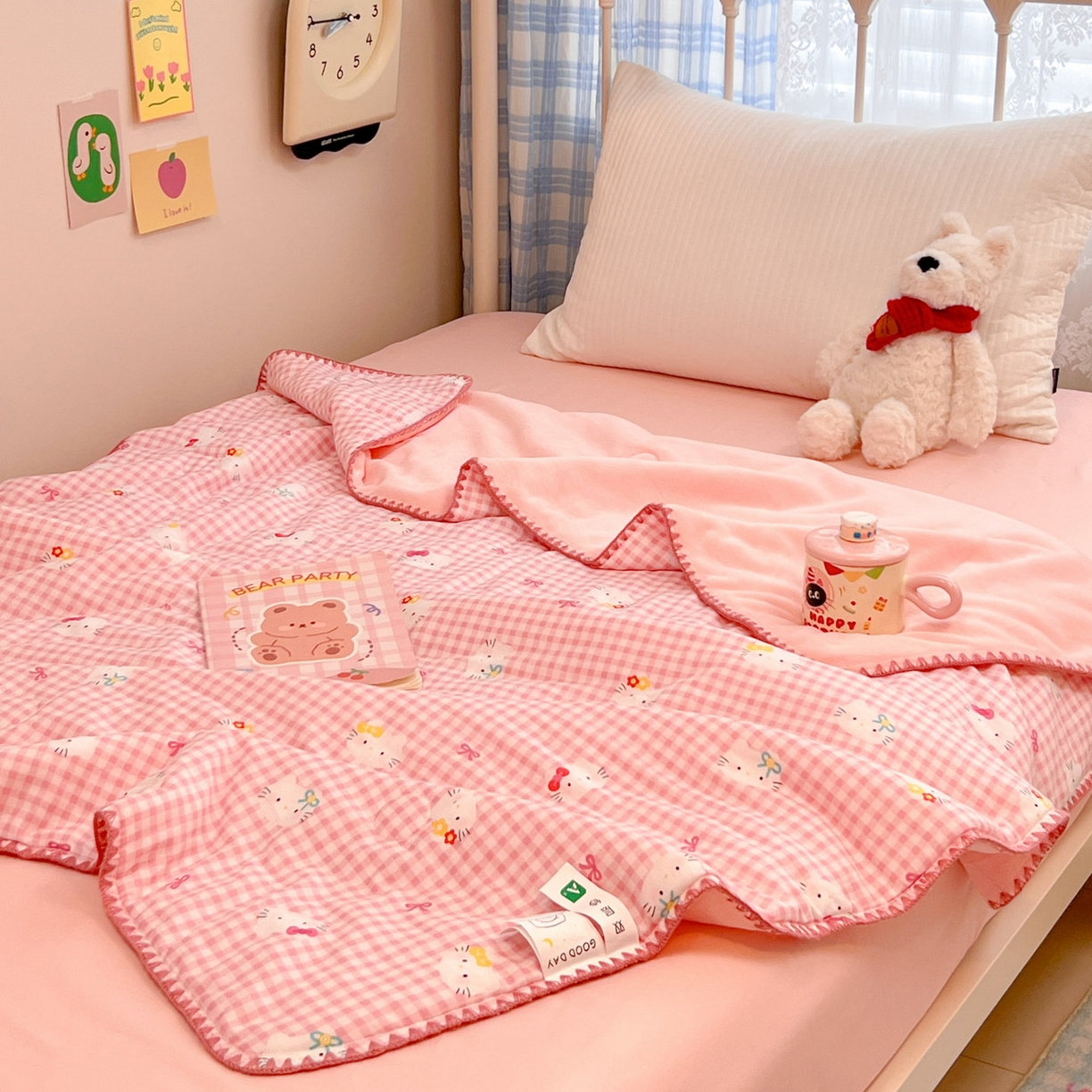 91家纺网 家纺一手货源 找家纺 （总）妮可 2026新款A类三层夹棉全棉双层纱绒多功能盖毯被