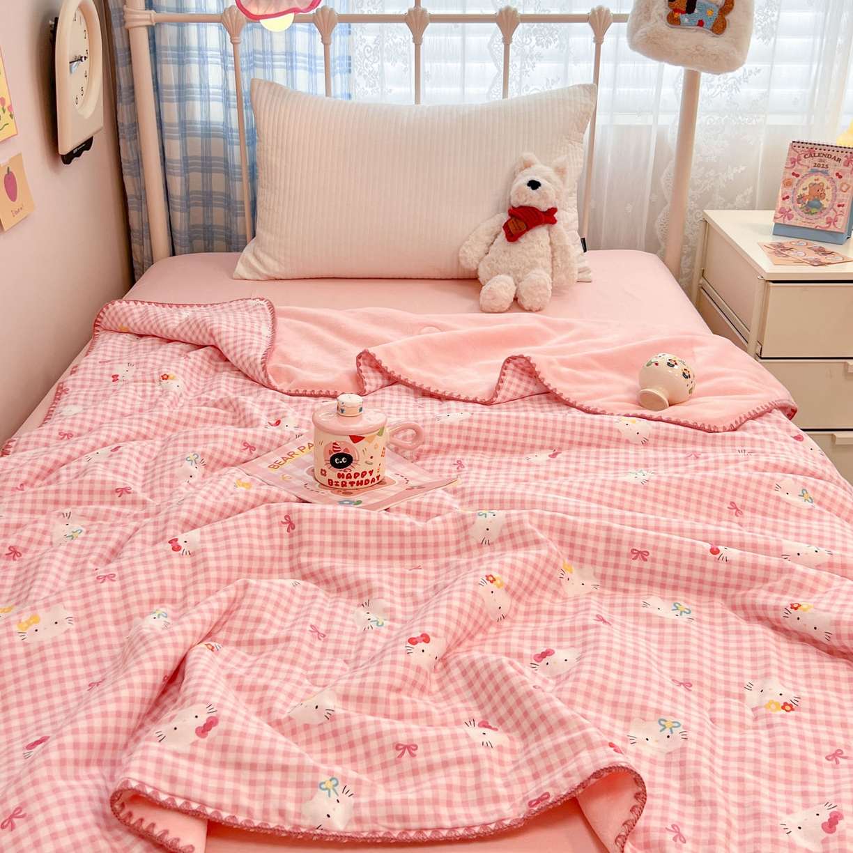 91家纺网 家纺一手货源 找家纺 （总）妮可 2026新款A类三层夹棉全棉双层纱绒多功能盖毯被