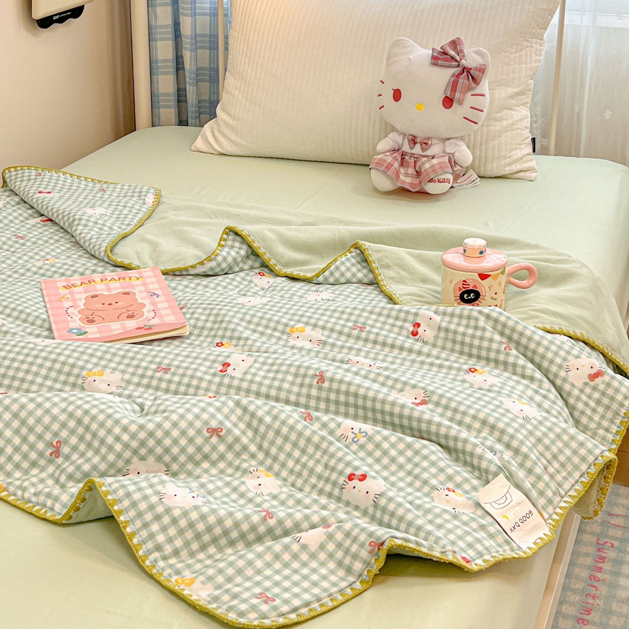 91家纺网 家纺一手货源 找家纺 （总）妮可 2026新款A类三层夹棉全棉双层纱绒多功能盖毯被